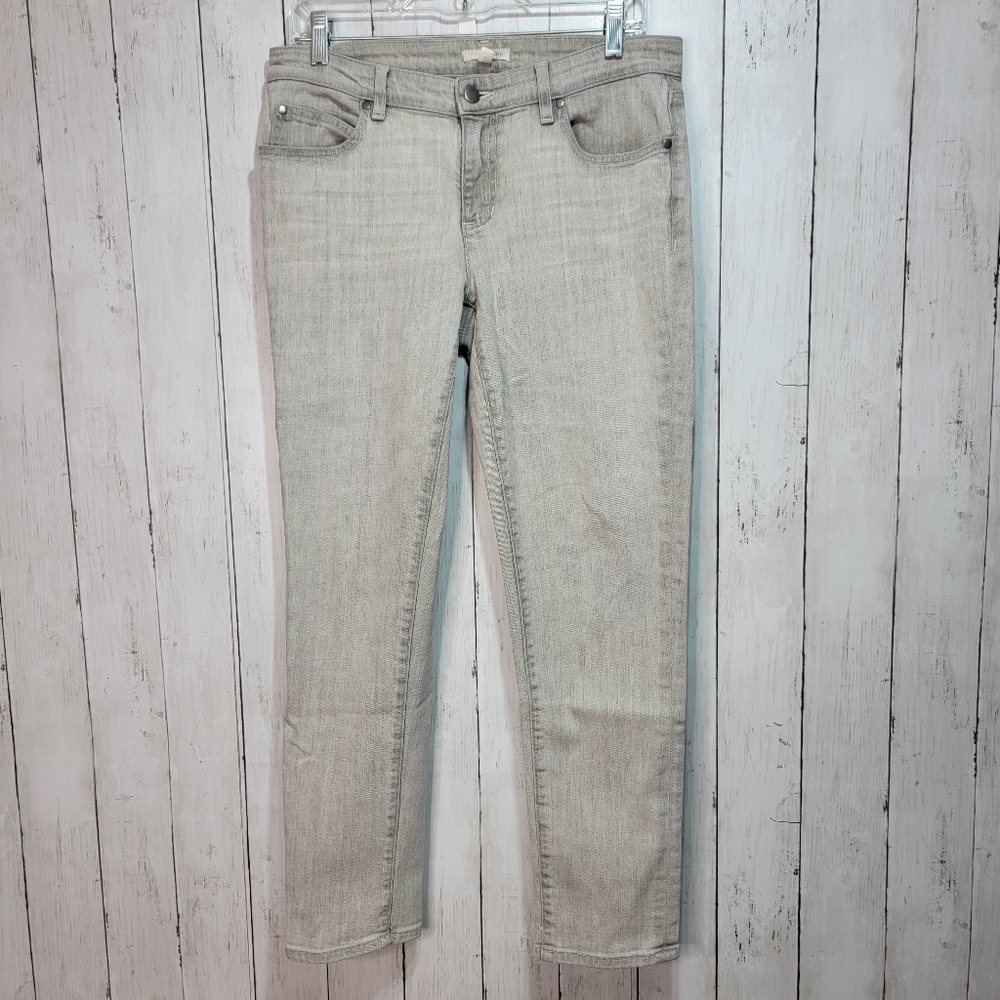 Eileen Fisher Jeans Women's Boyfriend Ankle Stretch Mid Rise Gray Denim Size 6.